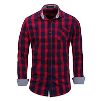 

BH19 fashion clothing wear smart long formal slim dress striped china custom high quality elegant cotton check plaid man shirts