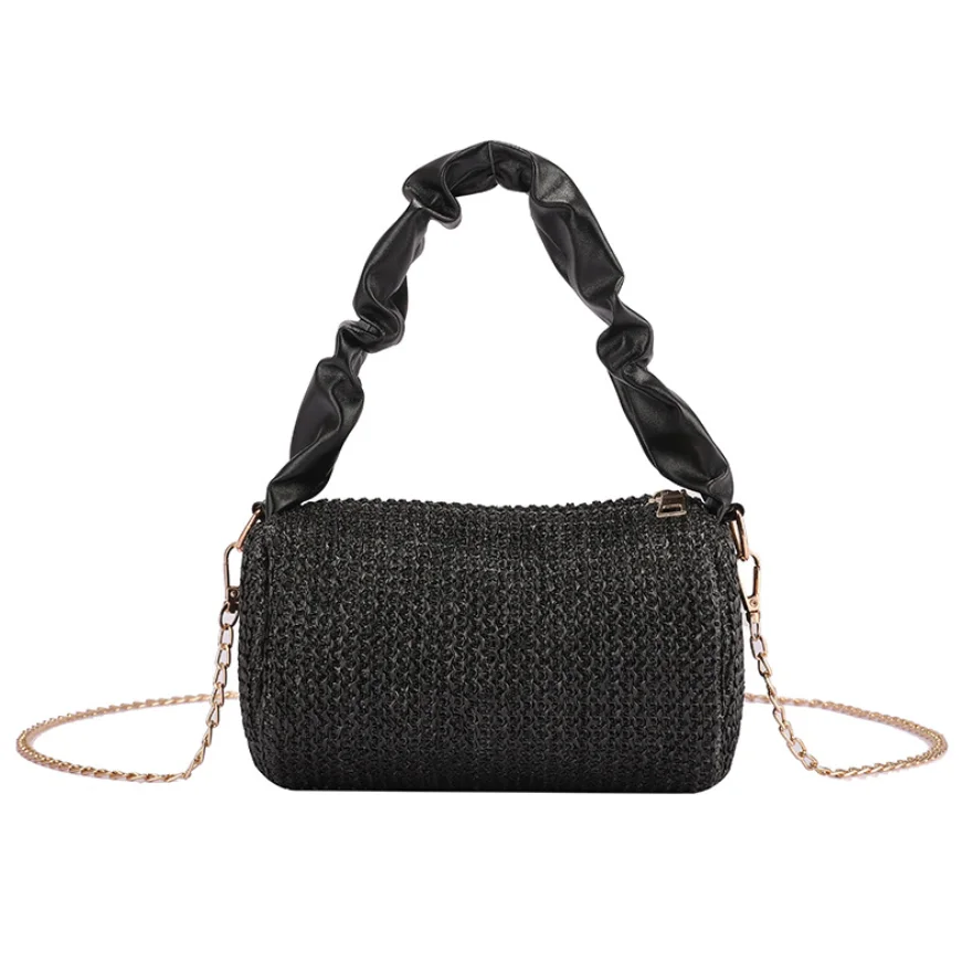 

GS174 New Female Woven Sling Bag 2022 Retro Portable Ladies Square Small Handbag Fashion Women's Crossbody Bag, Black,white,khaki