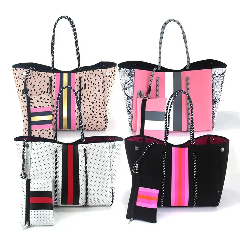 

Summer Hot Selling Large Capacity Handbags Ladies Neoprene Beach Bag Tote bags Customized Women Handbag
