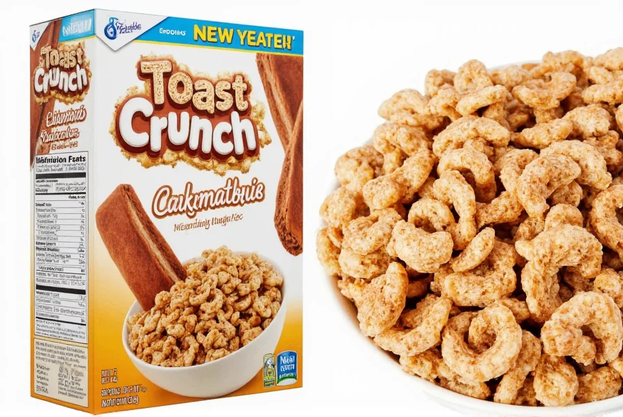 Bowl of Cinnamon Toast Crunch cereal with milk showing realistic portion size
