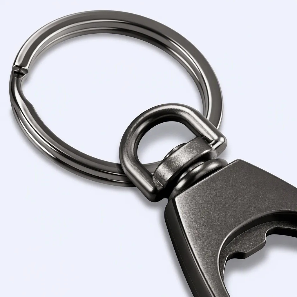 Heavy Duty Flat Split Key Ring and Swivel Connector Detail