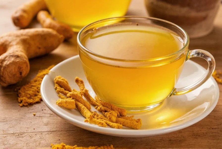 Fresh turmeric root and tea ingredients