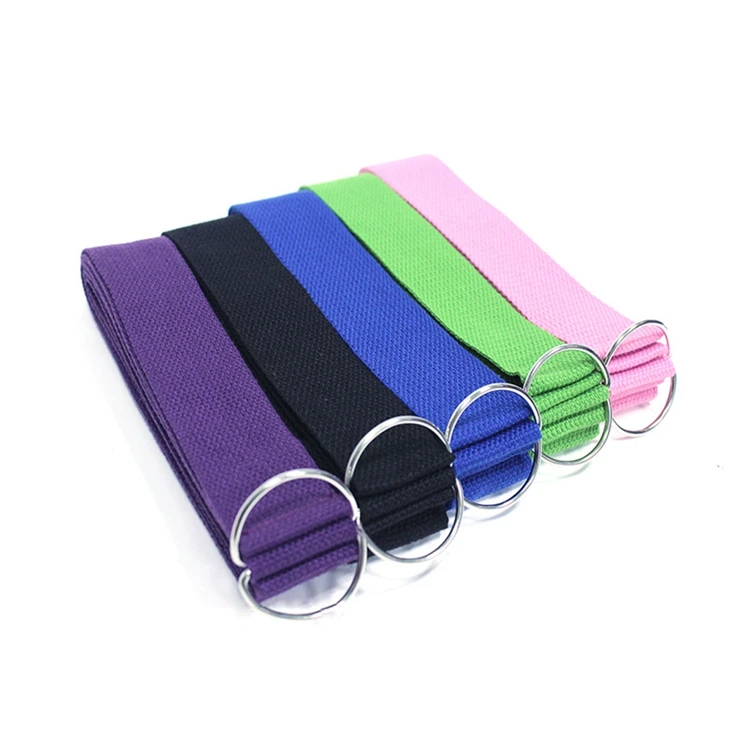 

Eco-Friendly Exercise Yoga Custom Cotton Straps Adjustable D-Ring Yoga Mat Carry strap For Stretching Fitness,Yoga Band, Purple, blue, pink, green, black