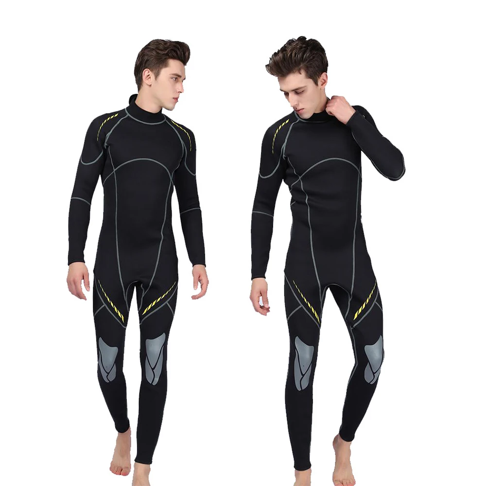 

2021 3mm Neoprene UPF 50+ Wetsuit Men Scuba Diving Surfing Thermal Winter Warm Wetsuits, Black+gray