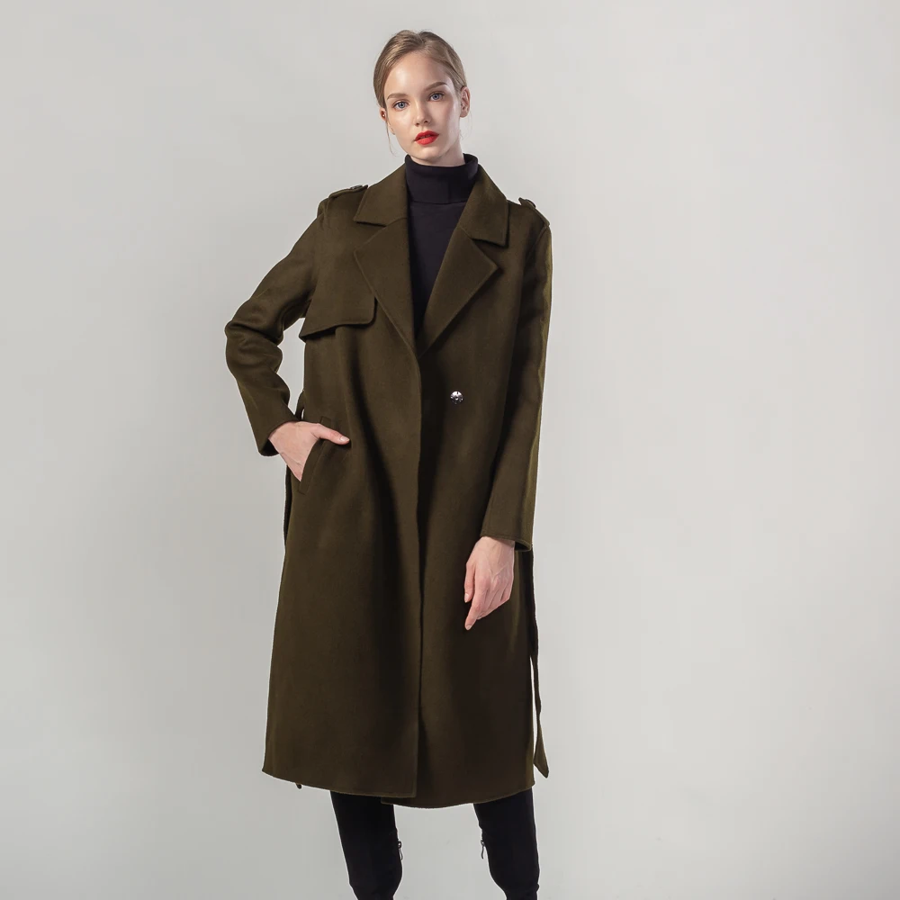 

Long Double Face Overcoat design Autumn Winter Coats Women 100% Wool Double Breasted jacket for Women