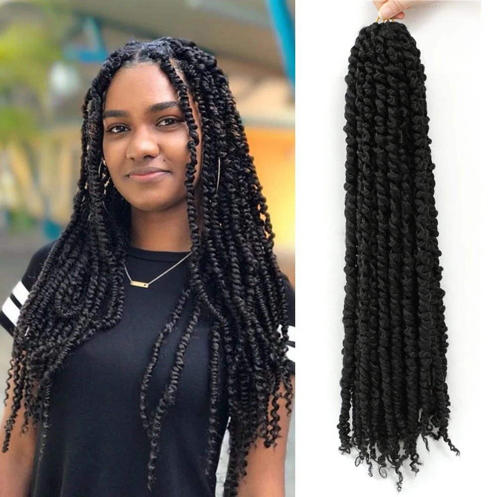 

Hot selling Pre Passion Twist Crochet Hair synthetic Braiding Hair faux locs Goddess twist foe, 4 colors