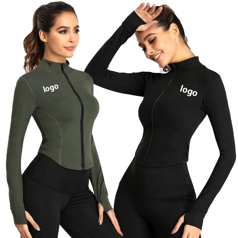 

woman sexy Slim zipper fit Long sleeves athletic wear yoga jacket