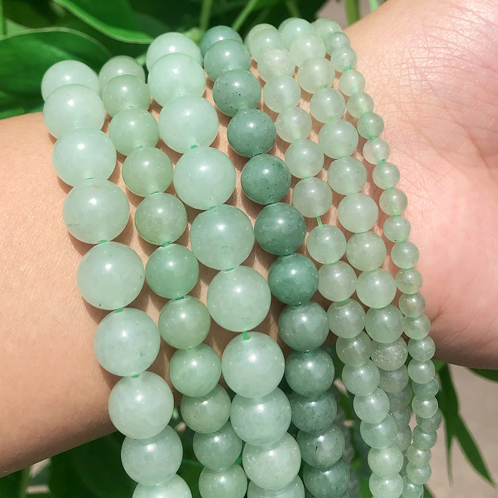 

Round 4/6/8/10/12MM Smooth Green Aventurine Jades Loose Stone Beads for Bracelet Jewelry Making