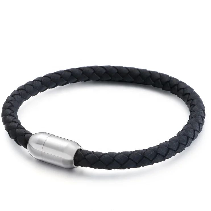 

2021 New Arrival Men's Genuine Leather Hand Jewelry Vintage Handmade Braided Leather Bracelet Magnetic Clasp Leather Bracelet
