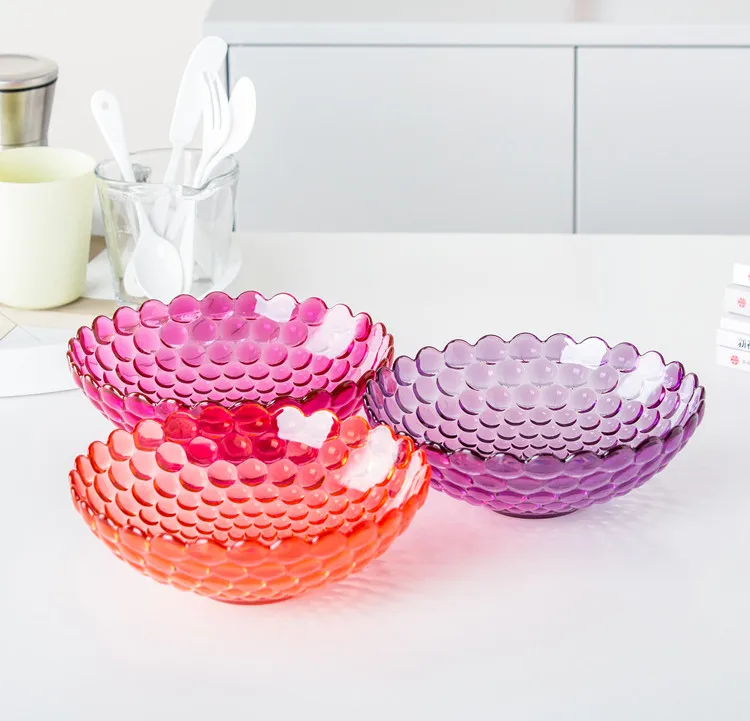 High quality eco-friendly home hotel used multi-colored round deep fruit plastic plate for gift .jpg