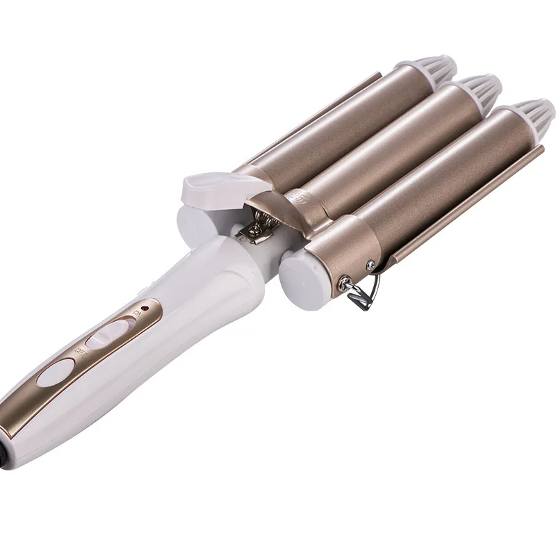 

New Hair Curler Three barrel ceramic Ionic wave curler automatic LCD curling iron with triple barrel hair waver for home use, Gold