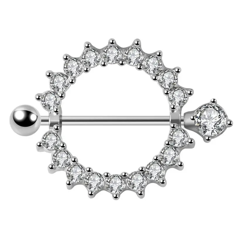 Fashion Women Jewelry Stainless Steel 14g Stone Nipple Piercing Rings