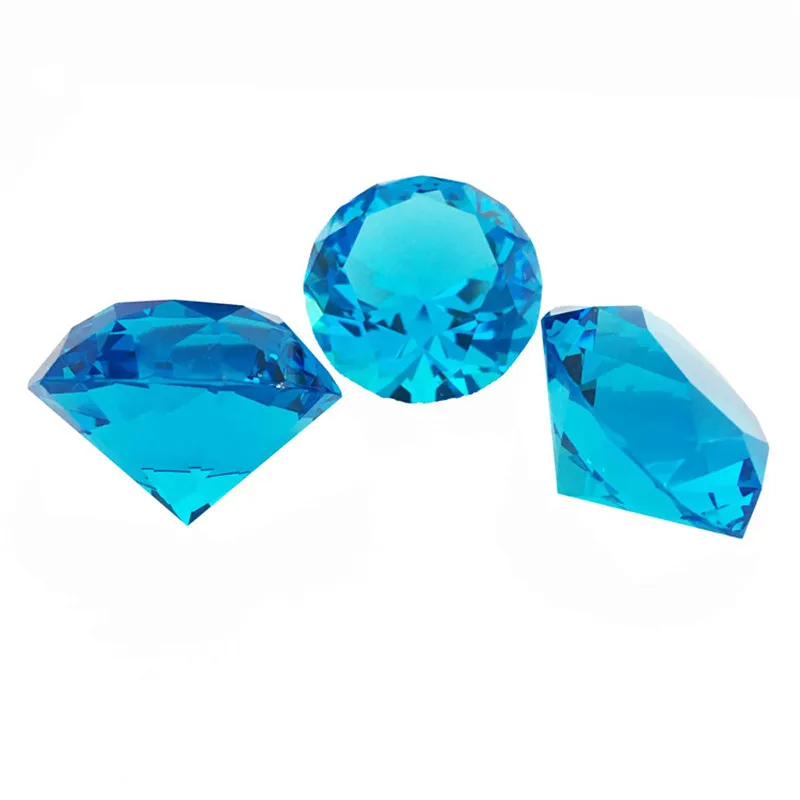 

Free Shipping Aquamarine  Crystal Glass Paperweight Diamond Fengshui Raw Clear Wedding Home Decor Gift Products For Guests