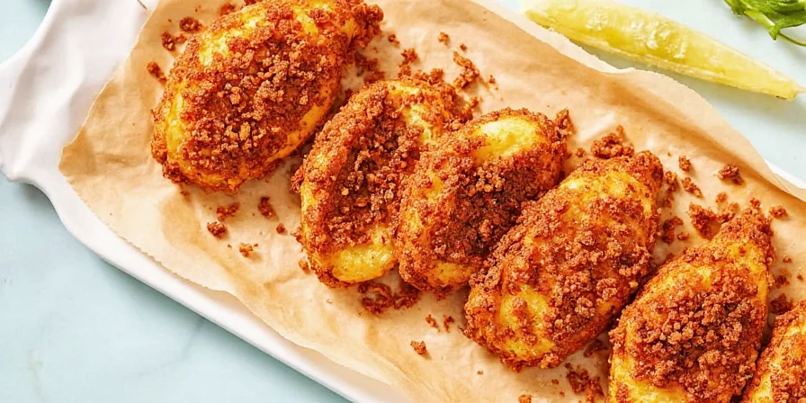 Final fried chicken platter with herbs and lemon