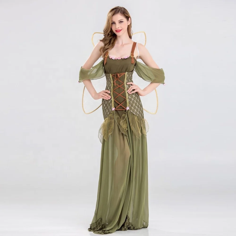 

Adult Stage Costume Women Angel Elf Flower Fairy Costume With Wing Party Dresses Cosplay Fantasia Fancy Dress Elf Costume