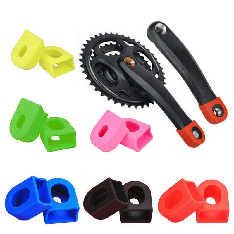 

1Pair Bicycle Crank Protector Cover Silica Gel Race Face Mountain Bike Road Cycle Crank Boot Protectors Crankset Protective Case, Black/red/green/yellow/blue/pink