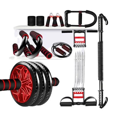 

Gym Fitness Supplies AB Wheel Roller Kit with Push-Up Bar Jump Rope Hand Gripper fitness kit