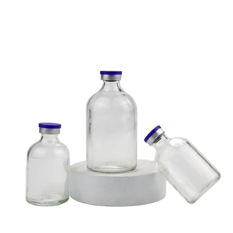 

Factory direct 20mm neck 100ml clear moulded glass vial for antibiotics 100ml transparent injection glass bottle container