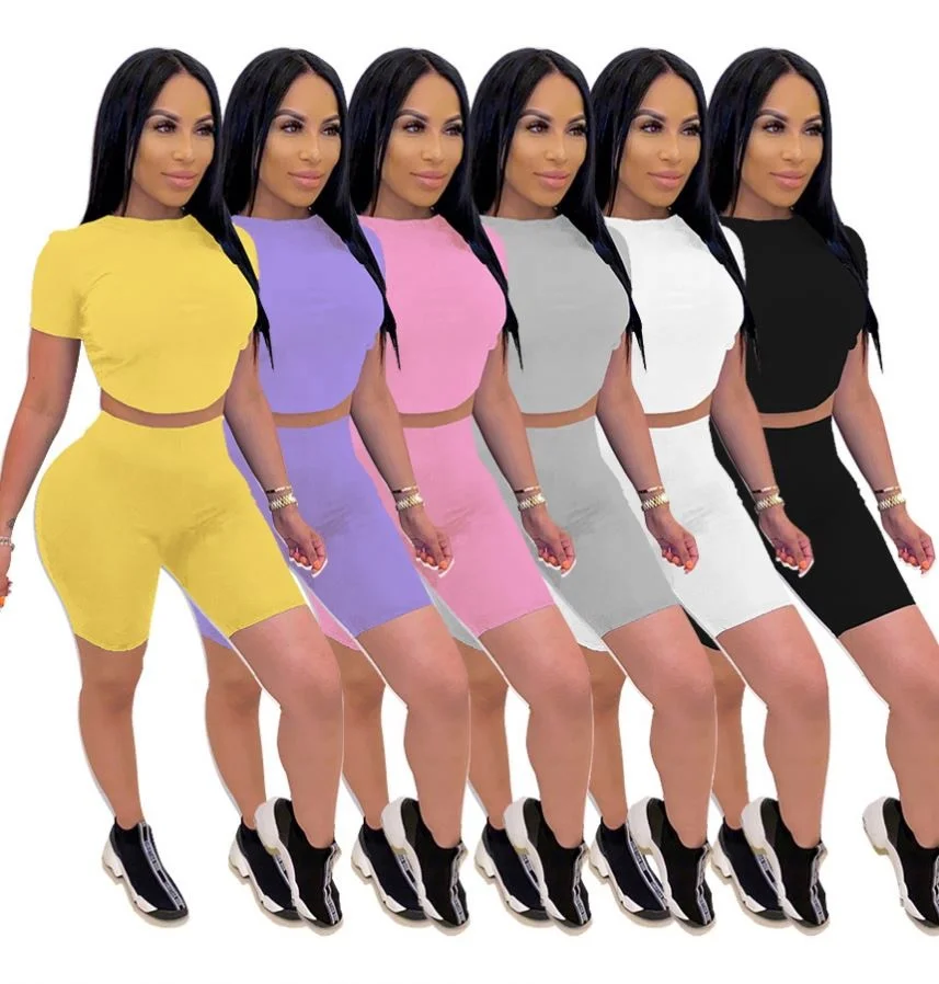 

New arrival sport suit clothing women short sleeved pants backless straps two piece set, Black