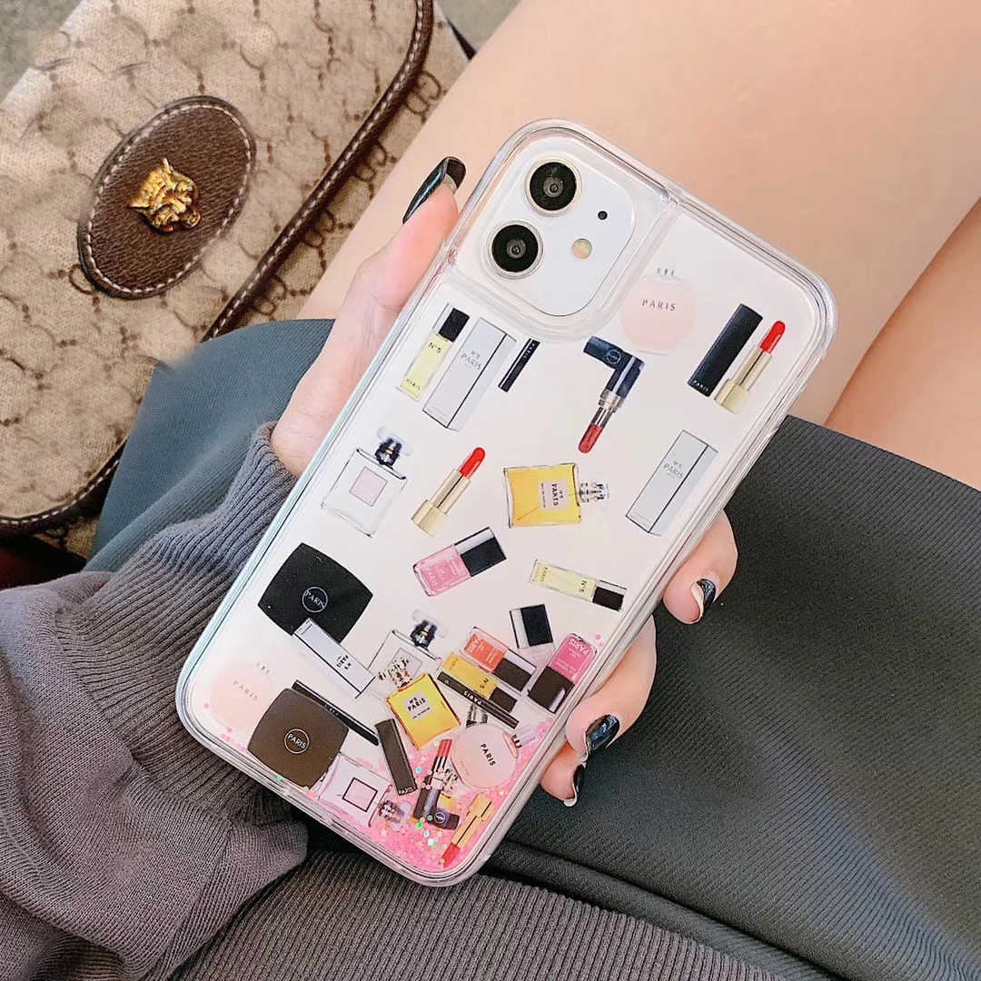 

Luxury Quicksand Shining Dynamic Cosmetic Lipstick Phone Case For iPhone 11 12 Pro XS Max XR X 7 Plus Fashion girl Cover Coque