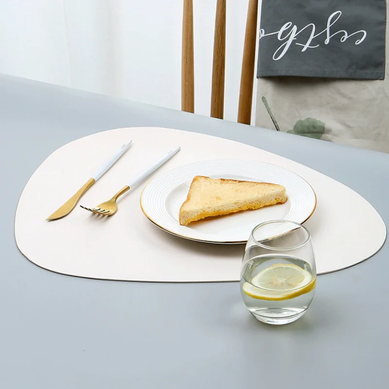 Irregularly Pu Leather Dining Table Mats Sets Decorative Placemat For