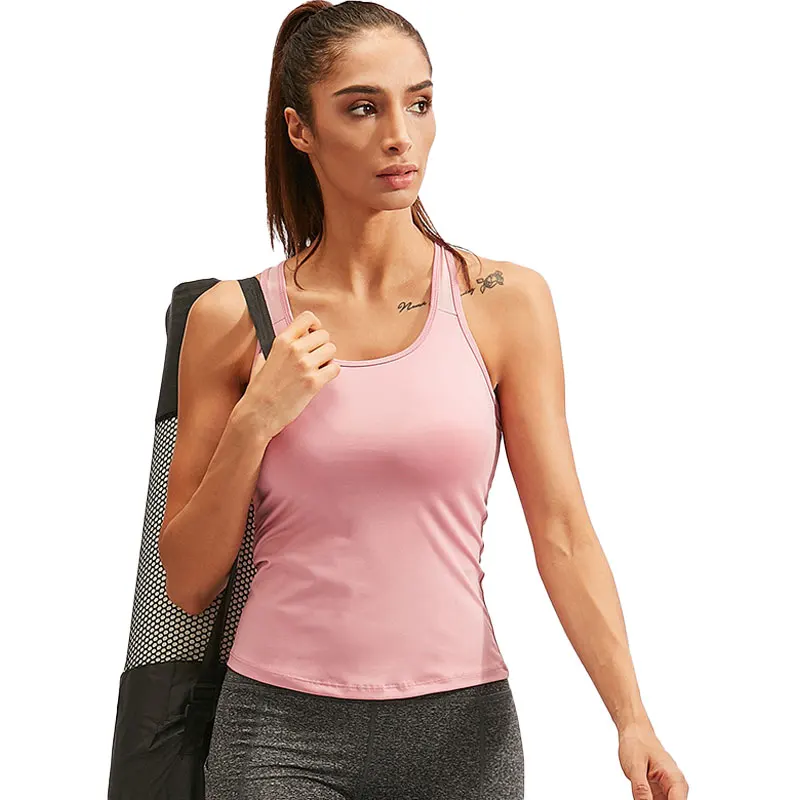 

Women's yoga vest sexy hollow tights fitness running sports pink tank gym top bra custom logo, Picture shows