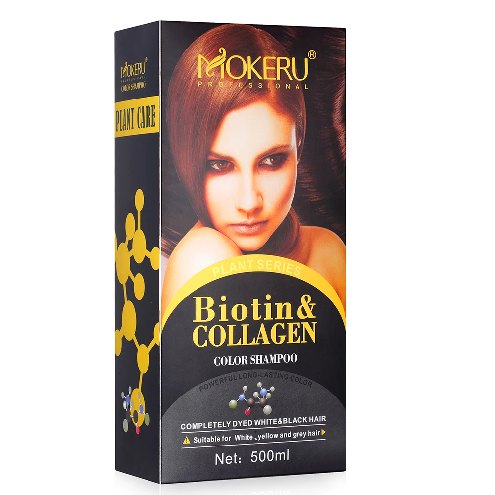 

Accept Private Label Customize MOKERU Permanent Fast Color Dye Collagen Black Hair Dye Shampoo For Woman Covering White Hair