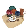 hot sale wholesale household 11PC cheap colorful simple style ceramic dinnerware/tableware sets stock