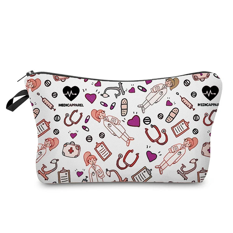 

YASEN Custom Hot Sale Nurse ECG Printing Women Cosmetic Bags Lovely Casual Travel Portable Storage Makeup Bag Toiletry Bags