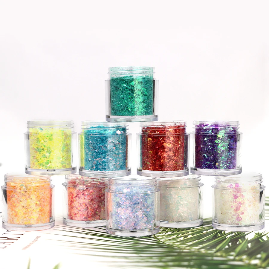 

10 Colors Bulk 1kg of Chunky Glitters Mixed Color Magic Glitter For Nail Crafts Festivals