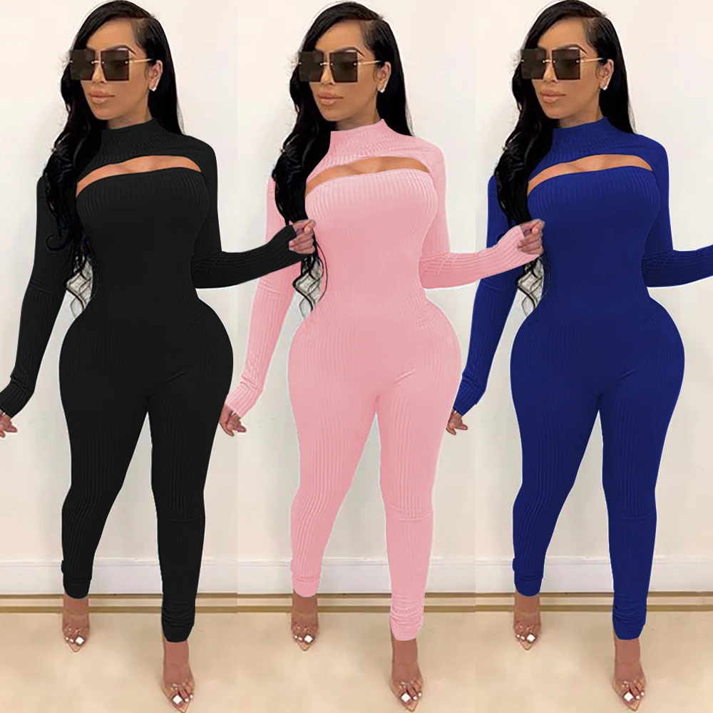 

2021 fashion women sexy jumpsuits sets bodycon jumpsuit, Blue,prink,black