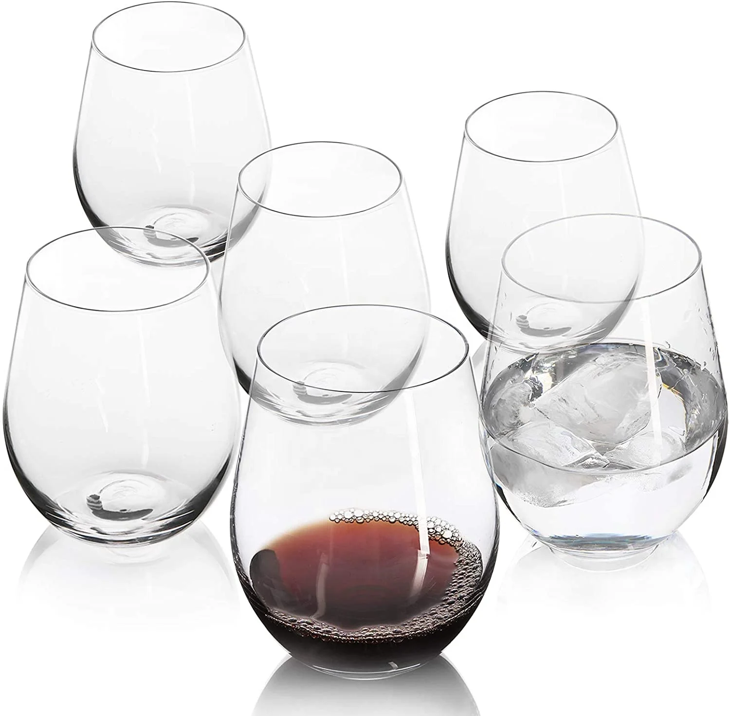 

Unbreakable Tritan Stemless Wine Glasses and Reusable Water Tumblers, Shatterproof Plastic Wine Glass 14oz/400ml, Clear