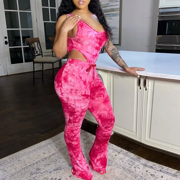 

S3040A hot new tie-dye sexy exercise clothing two piece set yoga outfits