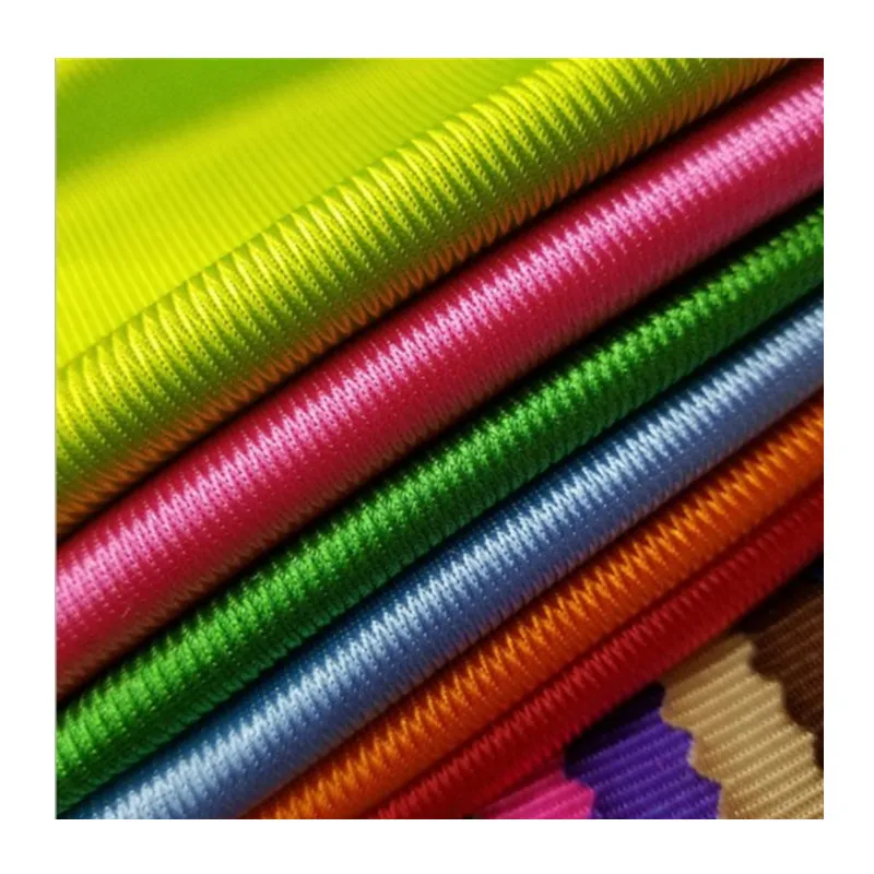 

100% polyester low stretch 75D striped plain fabric shiny mercerized warp knitted shoes and hats bag fabric pure silk fabric