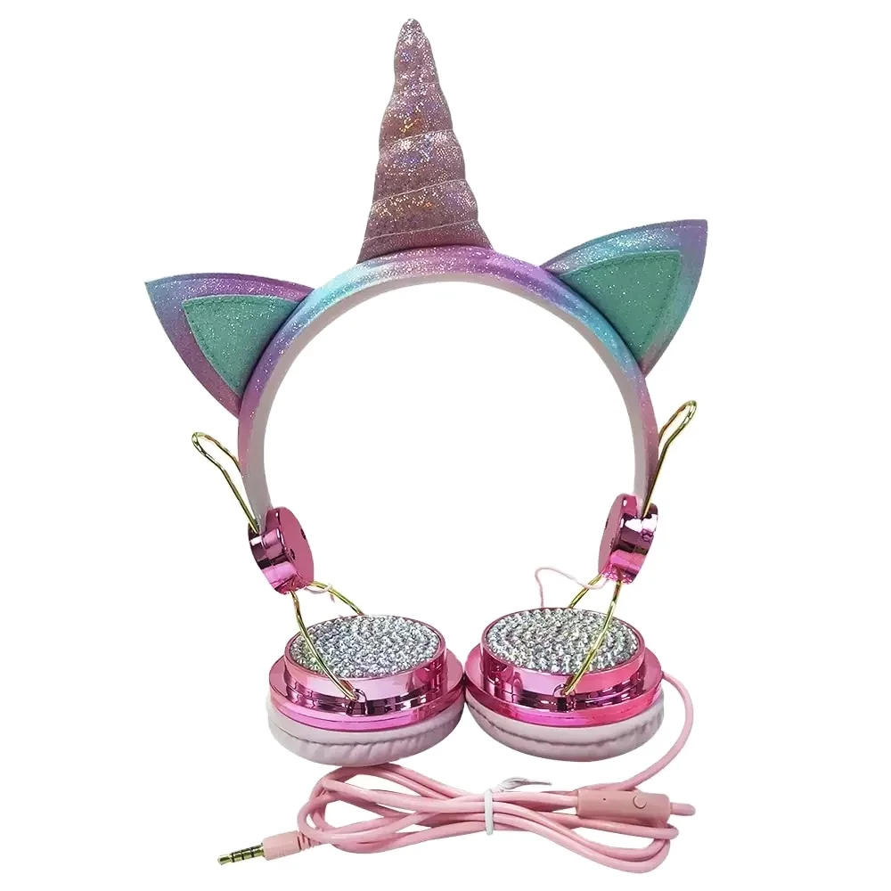 

KH3 New Original Kin For Children School Student Headset Cat Ear Wired Kids Unicorn Child Headphone