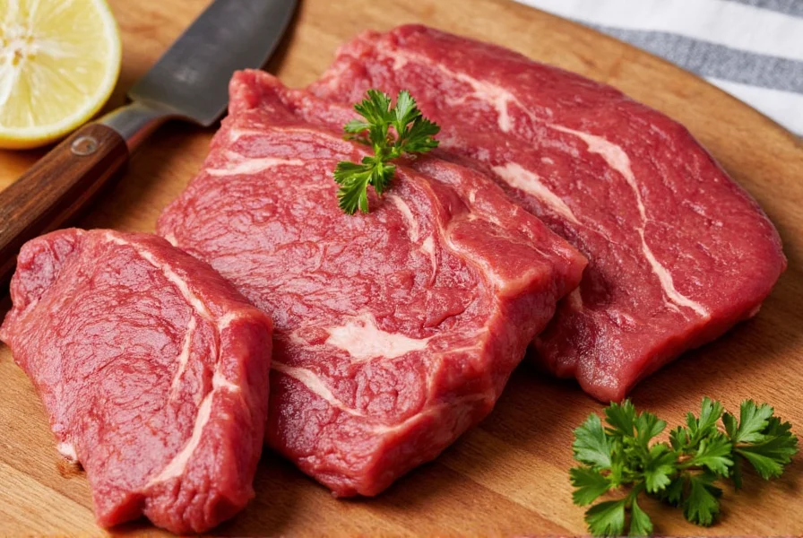 Beef cuts in a pot with steam rising