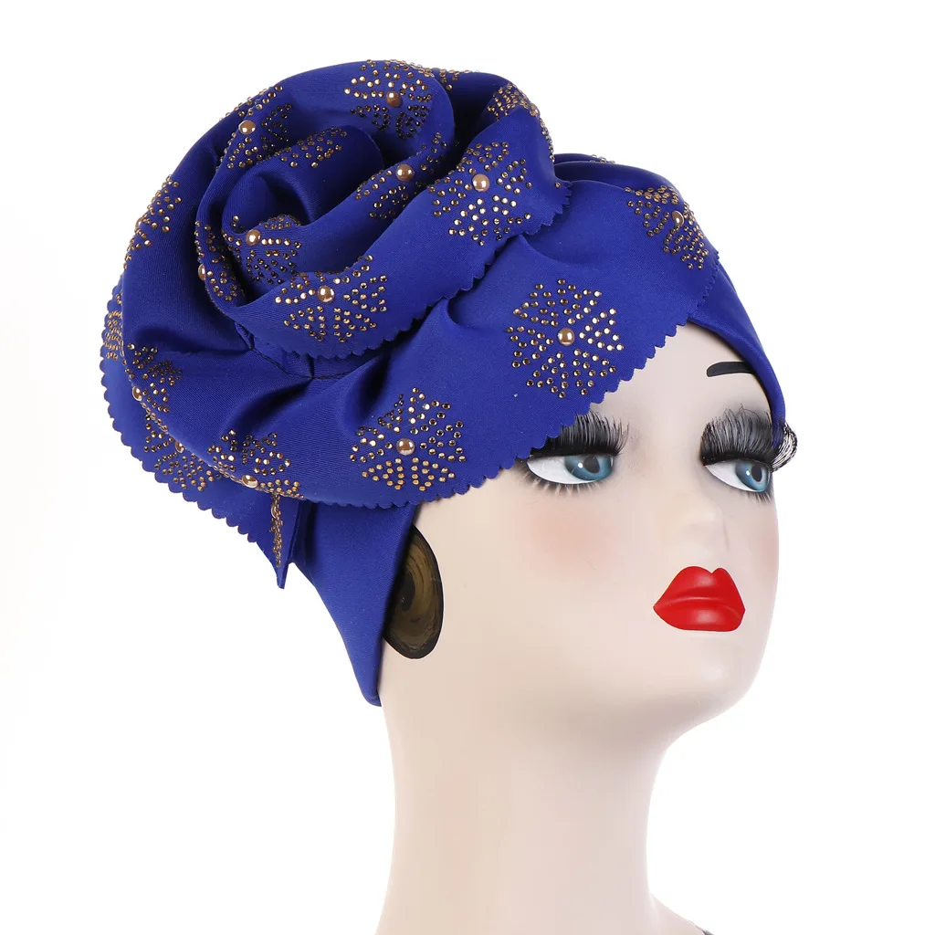 

Hanrong New Stretch Jersey Turban Head Wrap Women Turban African Pattern Headwrap Beanie Pre-Tied Bonnet