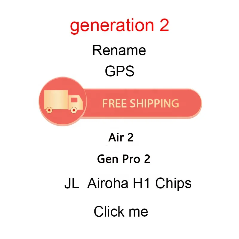 

Free Shipping Air 2 JL Chip Original Logo TWS Air Pro Earphone Wireless Earbuds GPS Air2 Gen 2