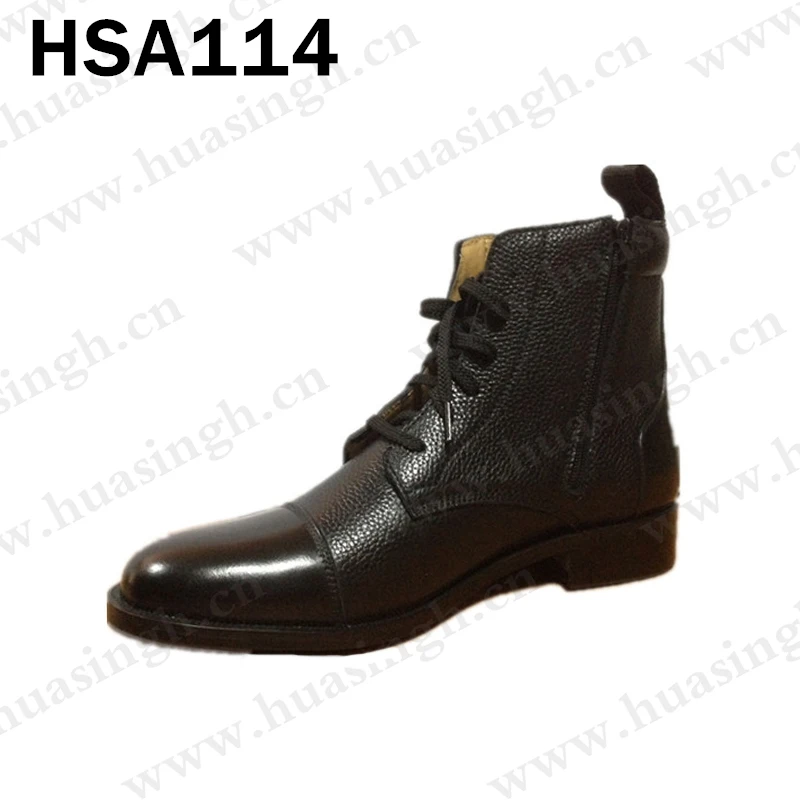 TX,Side zipper design top layer leather abrasion resistant police ranger shoes with rubber outsole HSA114