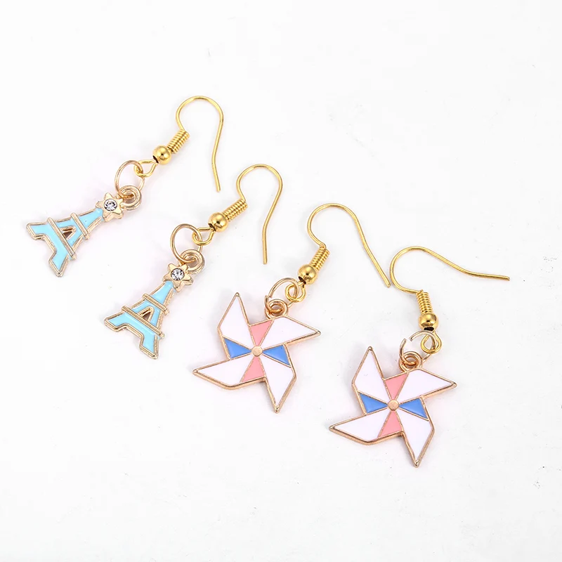 

Enamel Alloy Rabbit Baby bottle Rainbow Earrings Stud French Clip Cute Fashion Animal Jewelry For Girls Women Gift Charms, Picture