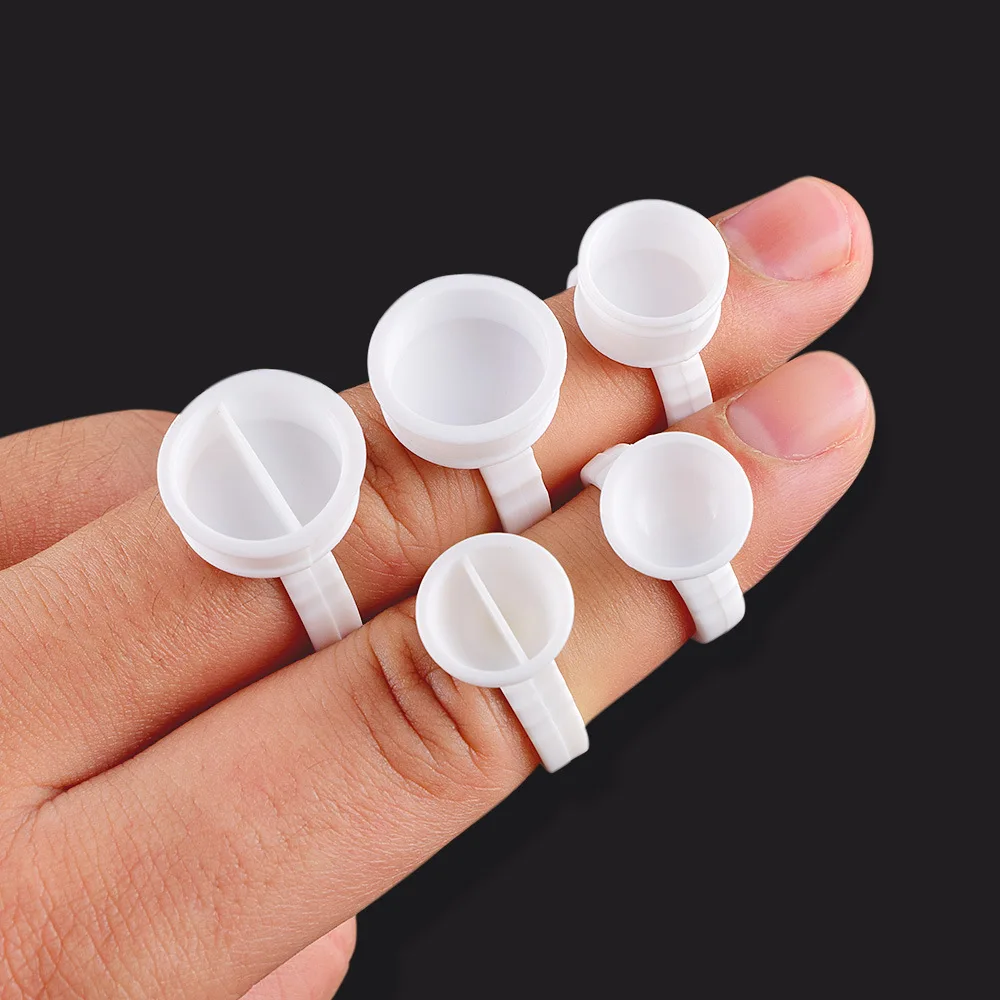 

100Pcs Disposable Eyelashes Glue Rings Tattoo Pigment Adhesive Palette Holder Container Eyelash Extension Tool Wholesale