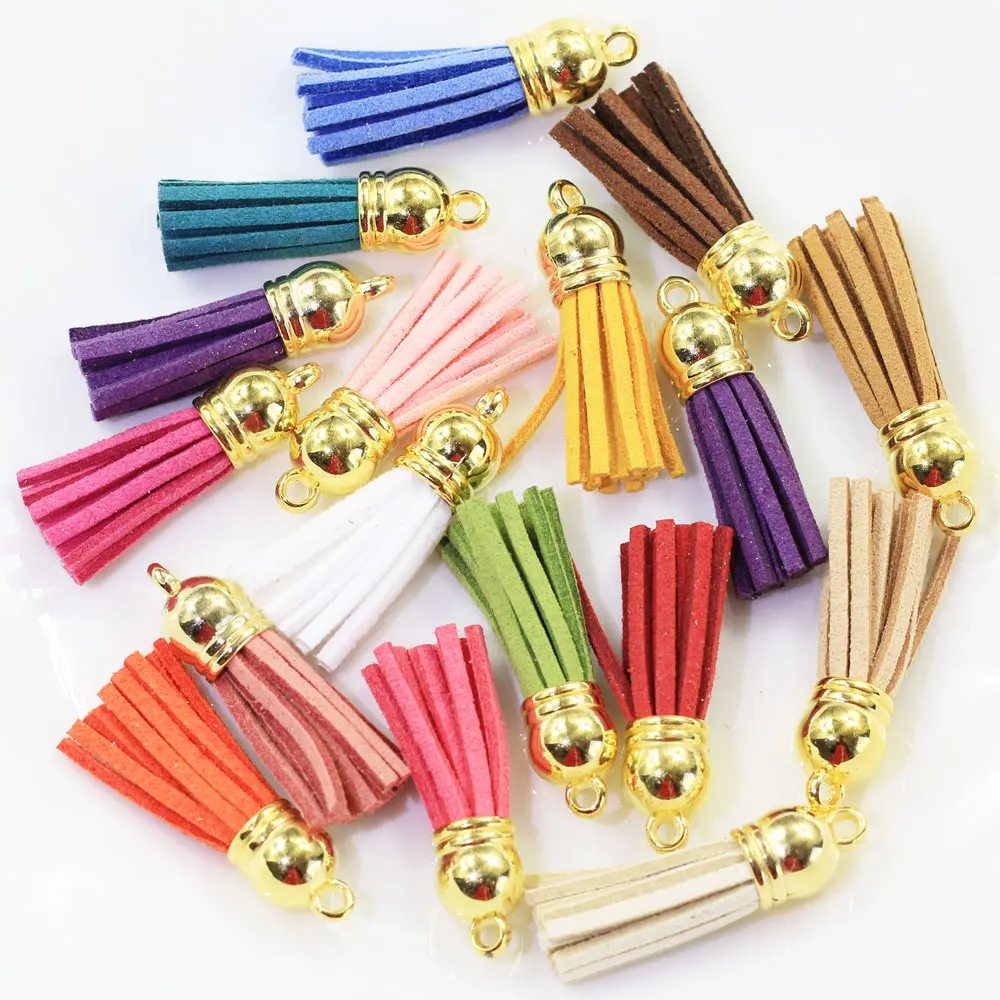 

100pcs Vintage Suede Leather Tassels Fringe for Purl Macrame DIY Jewelry Keychain Cellphone Straps Pendant 36mm Women Bags