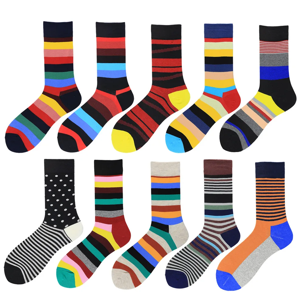 

Jingwen OEM Calcetines Felices Unisex Cotton Crew Stripe Happy Socks 2023