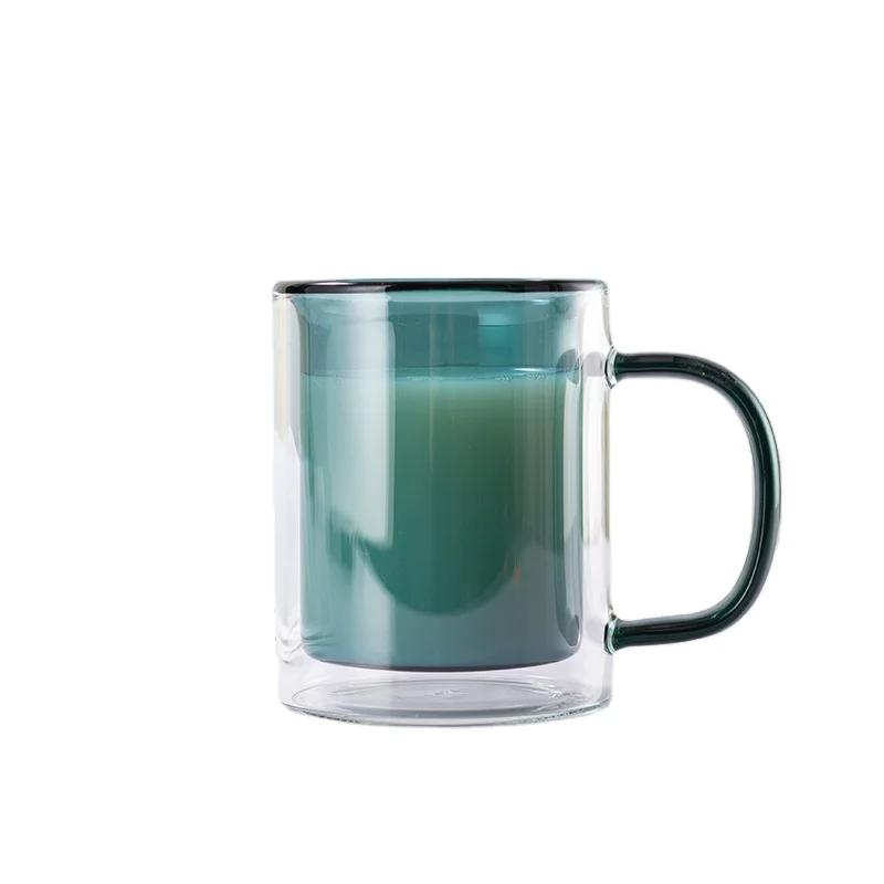 

High Borosilicate Glass Cups Double Wall Pyrex Coffee Mug 300ML, Customized colors acceptable