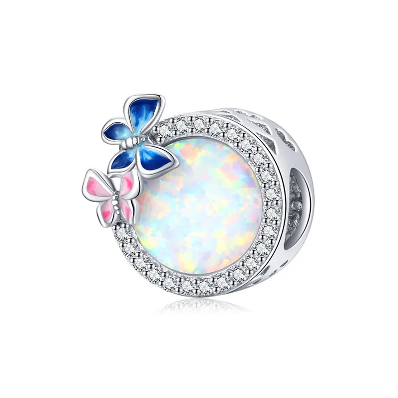 

SCC1730 Top selling new design butterfly 925 sterlinig silver opal charm bead