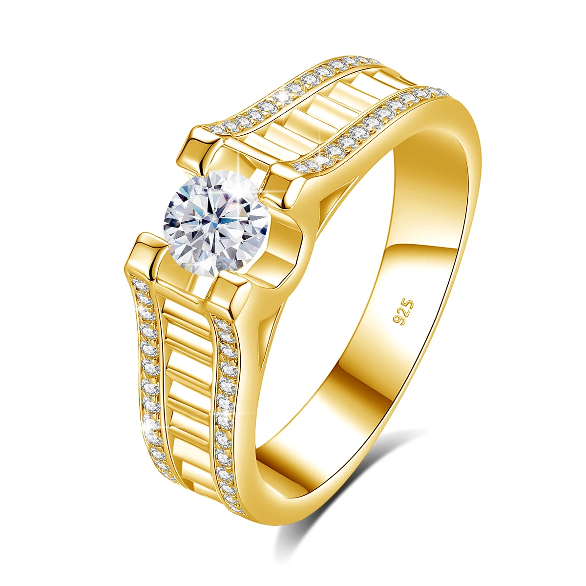 

fine jewelry 18k gold real 925 sterling silver 0.5ct vvs diamond ring men moissanite diamonds