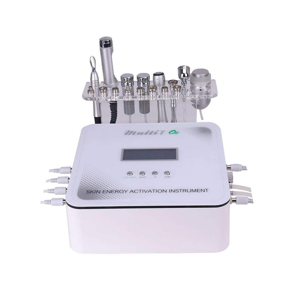 

Multifunction 7 IN 1 Mesotherapy Beauty Equipement Dermabrasion Face Lift RF Cold Hammer Injector Micro Current Facial Machine, White