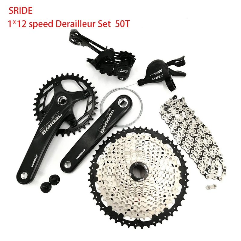

SRIDE 12 Speed Derailleur Set Shift Lever Rear Derailleur Freewheel Crankset Chain for Mountain Bike Part