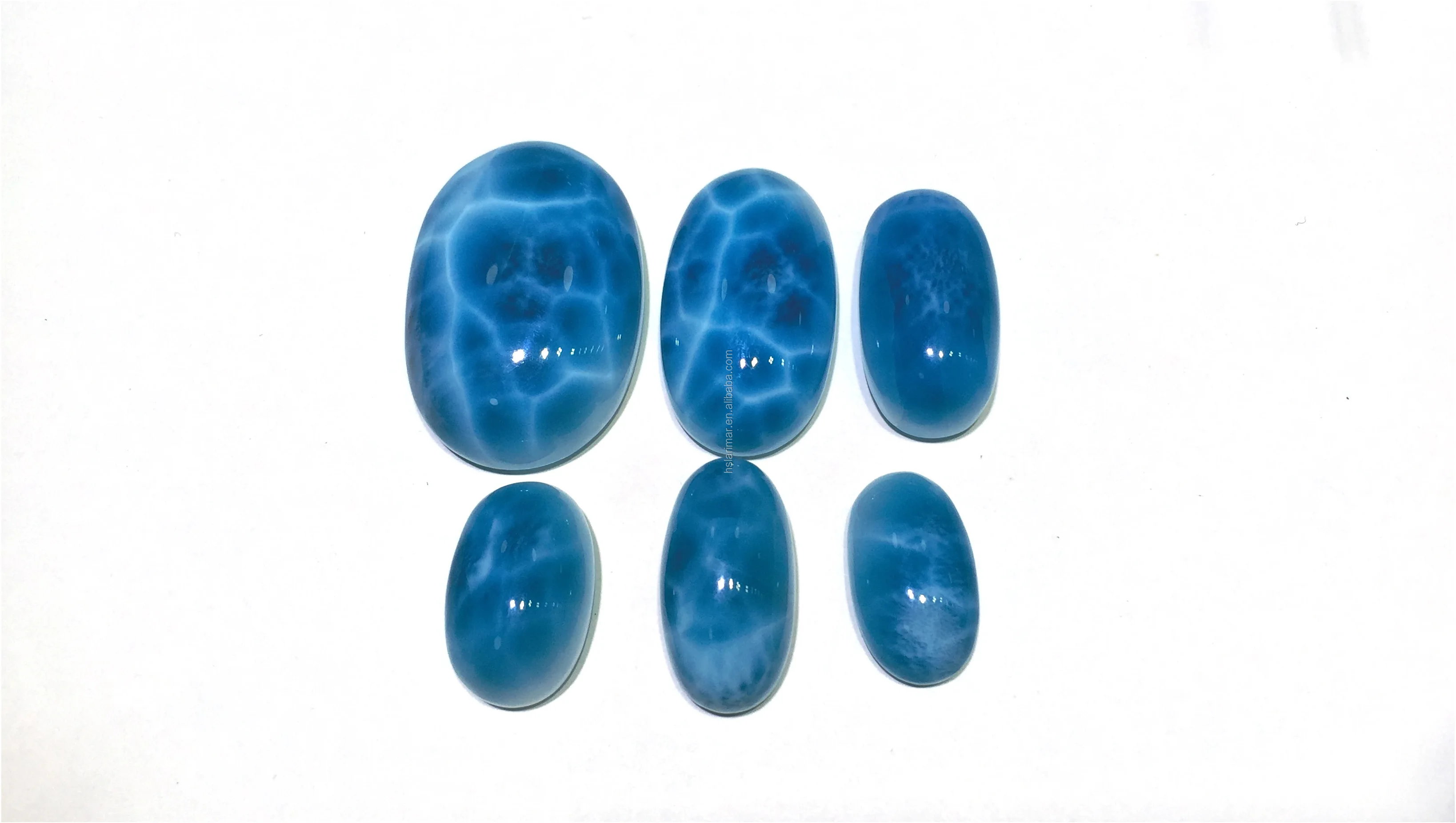 天然larimar 凸圆形吊坠项链戒指形状为宝石和珠宝设计为妇女