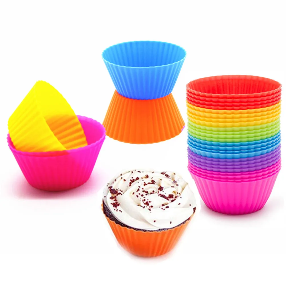 

BHD BPA free Easy Clean Muffin Cake Mould Reusable Cupcake Liners 24 Pack Set Muffin Cups Nonstick Silicone Cupcake Mold